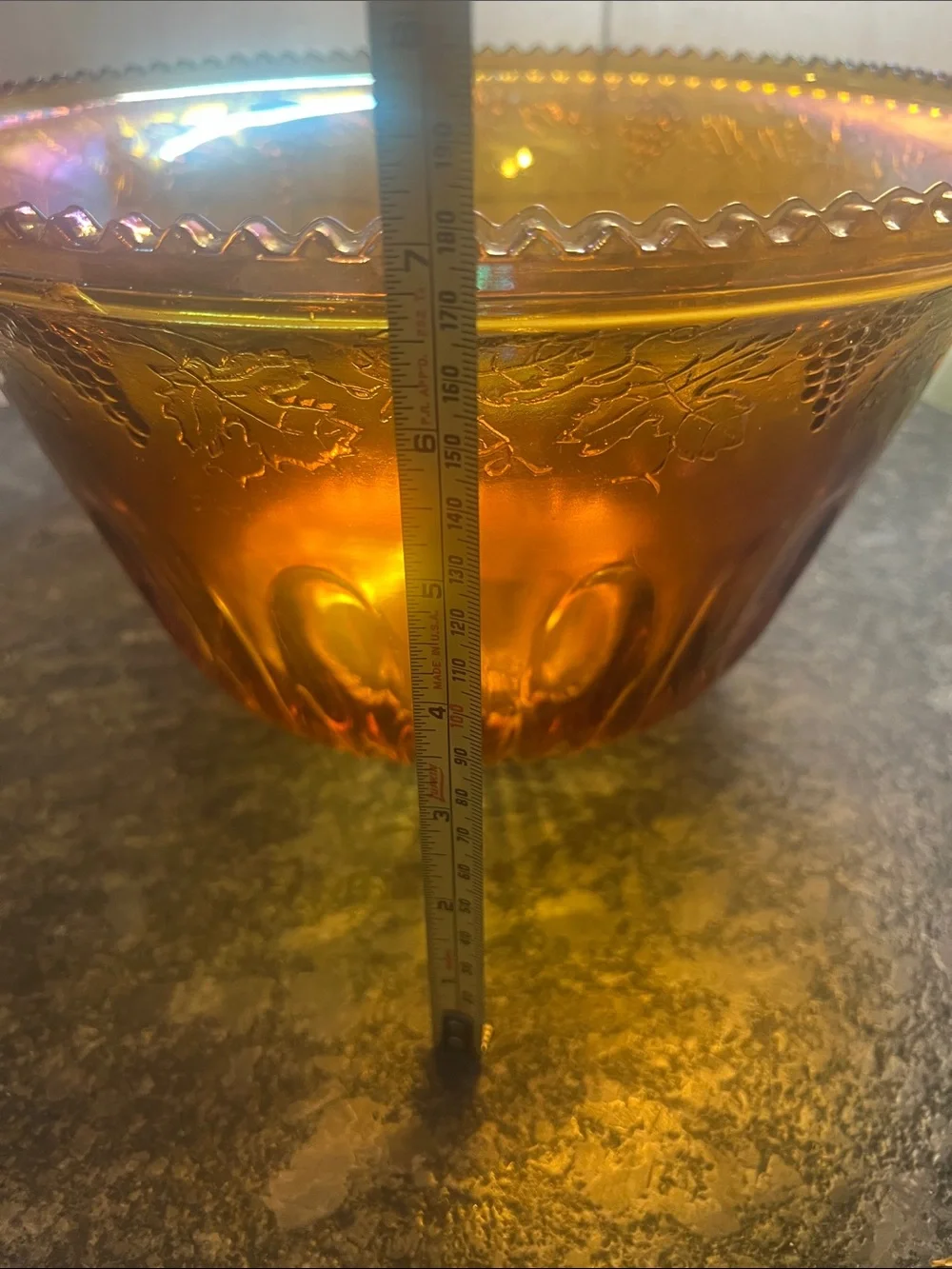 Amber Iridescent Marigold  Carnival Glass Berry Bowl - punch bowl